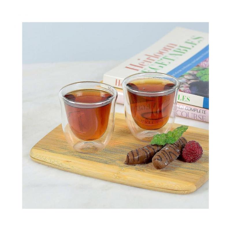 4 Pack 80ML Espresso Cups, Double Wall Thermo Insulated Espresso Cups, Glass Coffee Cups