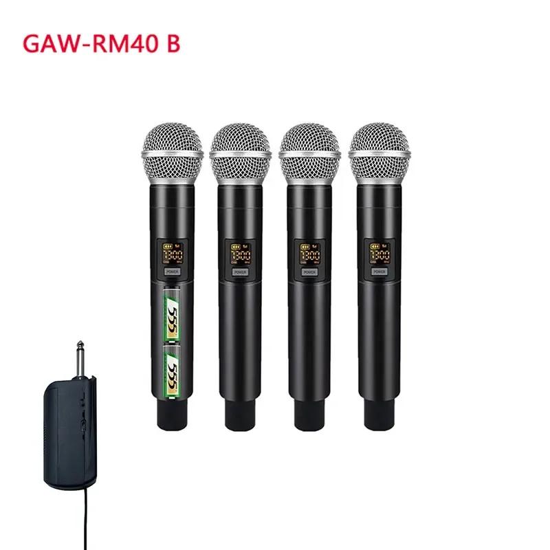 Professional Wireless Microphone 4 Channels Handheld Dynamic Karaoke Mic Band for Stage Performance DJ Party Church Show