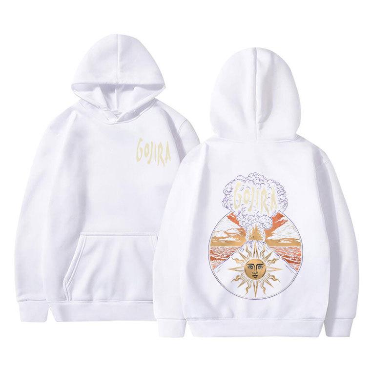 Музыкальный альбом французской метал-группы Gojira "Lava" включает в себя худи с принтом, свитшот и повседневный спортивный пуловер для улицы.