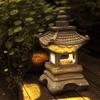 Solar LED Pagoda Lantern for Balcony Garden, Outdoor Statue Light, Japanese Resin Landscape, Decorative Lamp Ornament