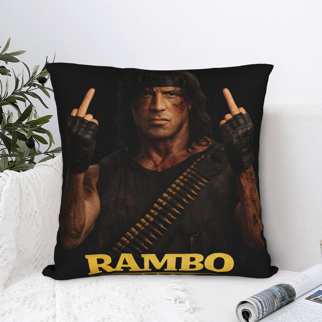 John Rambo Movie Classic Red Text Logo Pillowcases Novelty Pillow Case For Living Room Sofa Comfy Pillow Cover