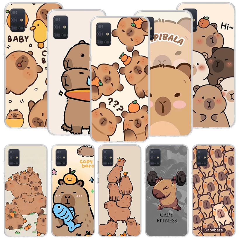 Funny Capybara Cartoon Animal Phone Case for Samsung Galaxy A52 A51 A50S A12 A22 A32 A72 A10S A30S A31 A71 Note 20 Ultra 10 Plus