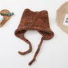 Soft girl cute super cute strap knitted ear hat autumn and winter versatile student warm bag head wool hat woman