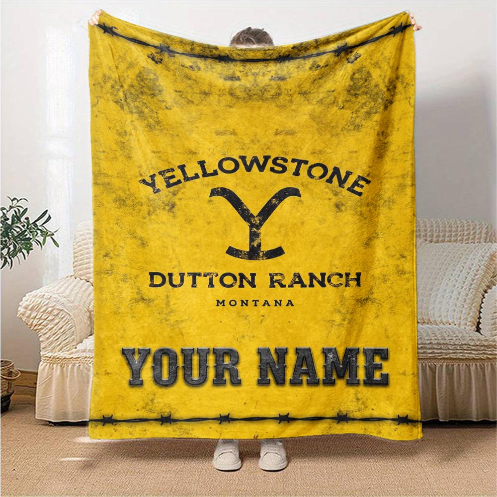 Name Custom Yellowstone Print Flannel Blanket High Quality Warm Comfortable Cover for All Seasons Perfect for Gifts Home Decor