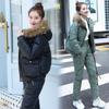 Women's Autumn and Winter Plus Size Plus Fluffy Loose Hair Collar Slim Jacket + Straight Trousers Casual Warm Two-piece Set