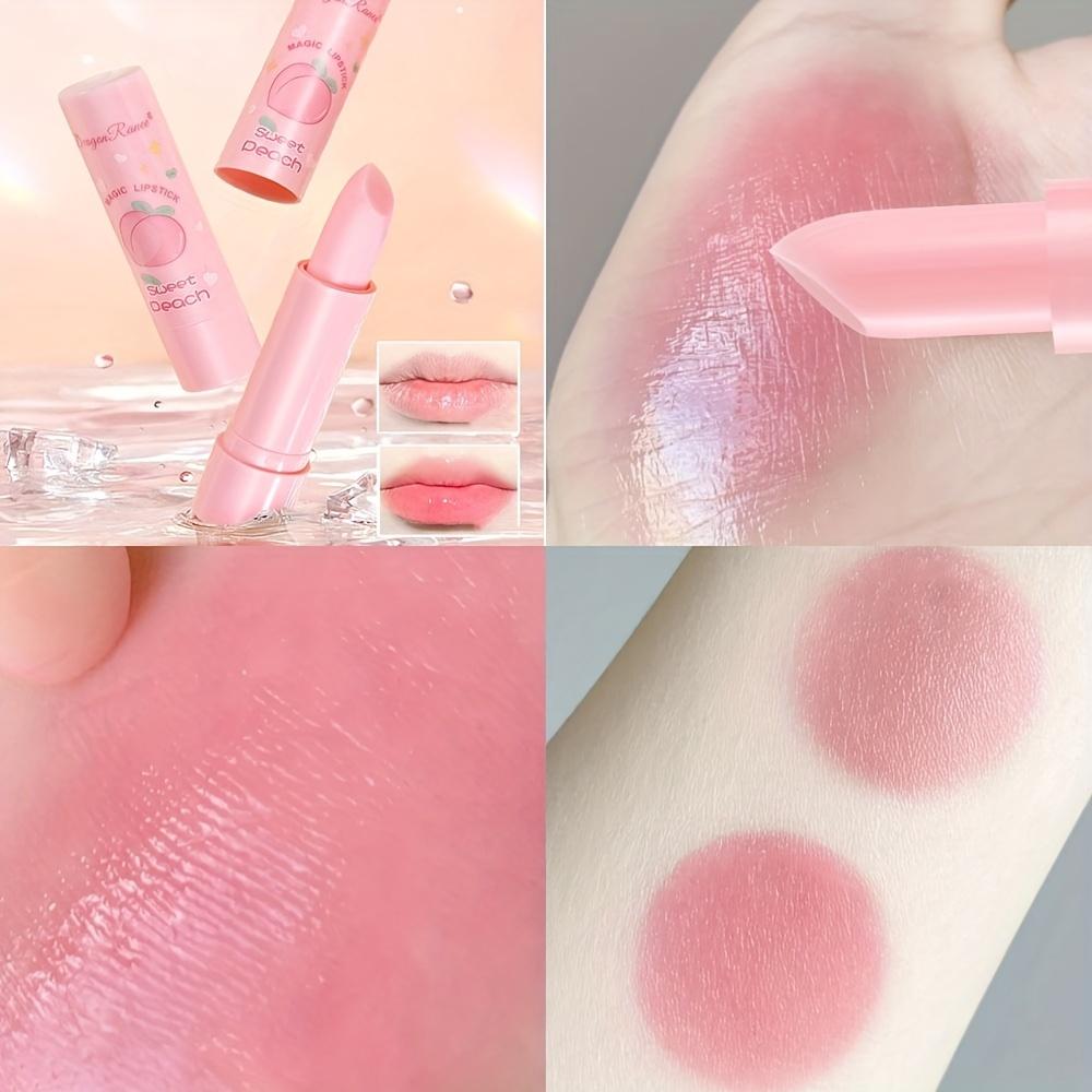 Персиковый бальзам для губ, меняющий цвет, стойкая помада, чувствительная к температуре, водостойкая, увлажняющая, восстанавливающая, против сухости и потрескавшихся губ