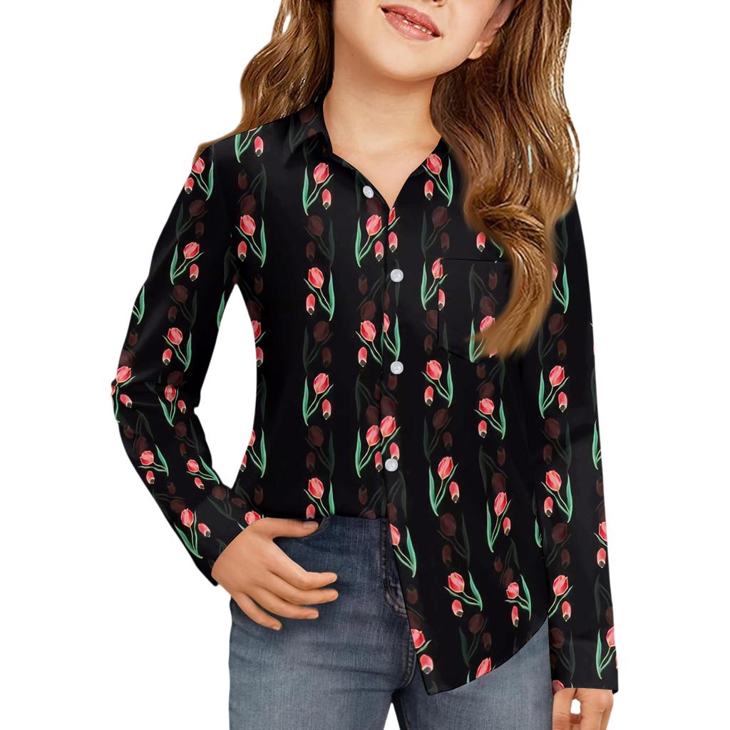 Girls' Button-Down Shirt - Long Sleeve Dress Blouse