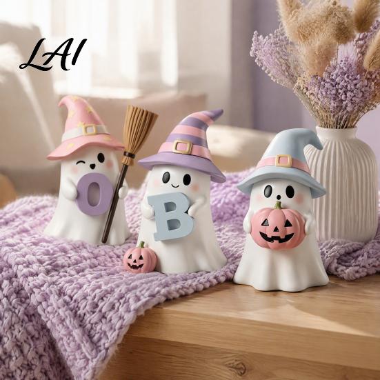 Collectible Art Figurines Halloween Ghost Figurine Resin Spooky Cute Statue Funny Creepy Fun Desk Accessories Tabletop Ornament for Home Shelf Party