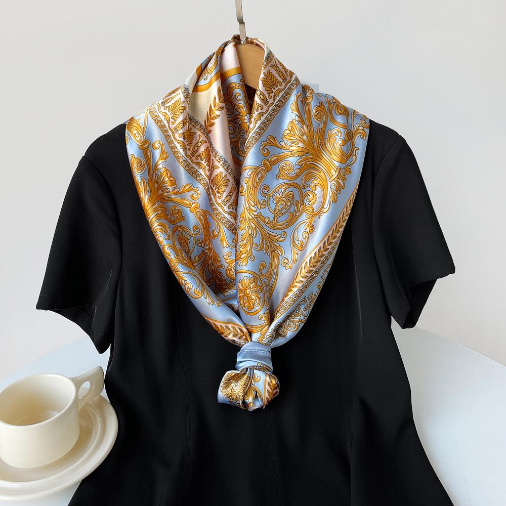 Women's Court-Style Large Scarf: A Fashionable and Versatile Satin Scarf for Wrapping the Head or Wearing as a Wrap