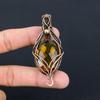 Citrine Gemstone Handmade Pure Copper Wire Wrapped Pendant Jewelry For Memorial Day