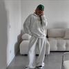 Женский повседневный худи и спортивные штаны светло-желтого цвета на кулиске, уличная одежда, комплект из двух предметов
