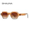 SHAUNA Fashion Small Square Women Gradient Sunglasses Shades UV400 Retro Rivets Men Trending Punk Orange Green Sun Glasses