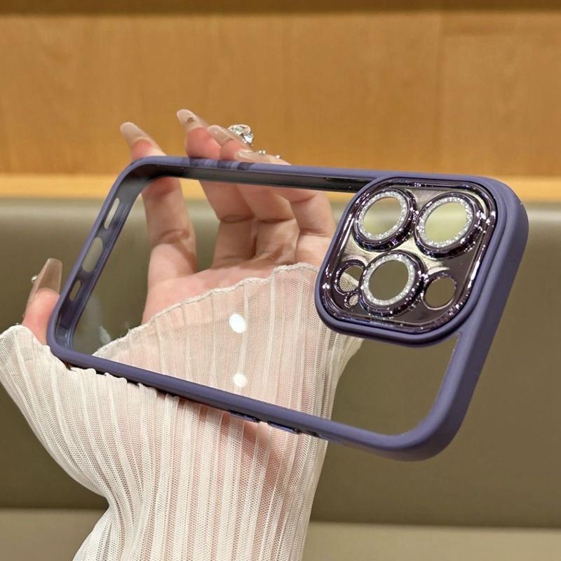 Роскошный блестящий прозрачный чехол для телефона для iPhone 11 12 13 14 15 Pro Max Plus противоударный прозрачный чехол-бампер с бриллиантами