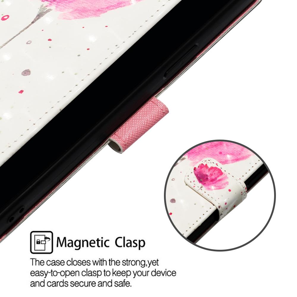 Watercolor Pink Flower" PU Leather Wallet Phone Case–Magnetic Clasp,Shockproof & Card Slots for iPhone,Samsung,Huawei,Xiaomi,Moto,Oppo Vivo and More