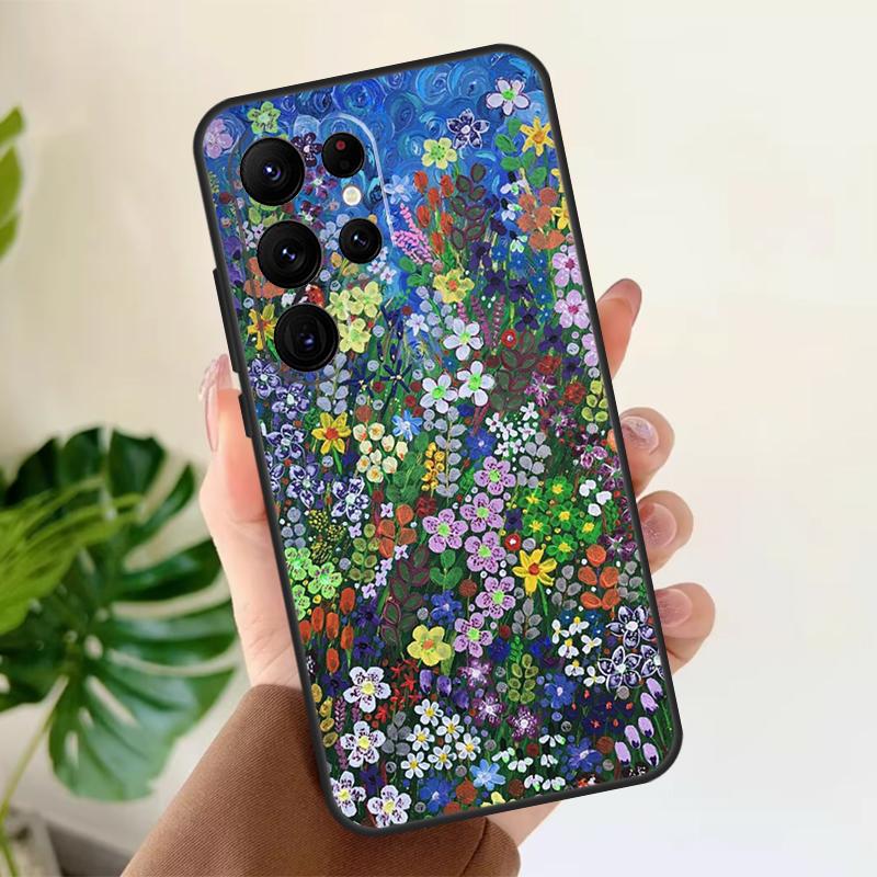 Colourful Flower Painting Art Soft Case For Samsung Galaxy S24 Ultra S21 S22 S23 S25 Plus S20 FE S9 S10 S23 FE Phone Cover