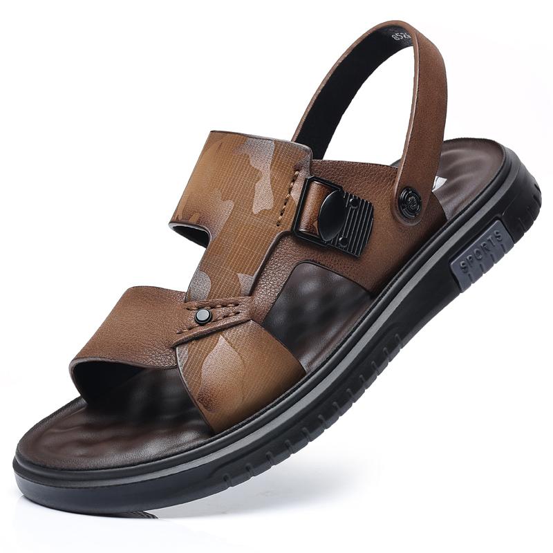 Fashion2024 Genuine Leather Sandals Men Soft Comfortable Summer Sandals Open Shoes Non Slip Outdoor Beach Sandal Fashion Men's Sandal