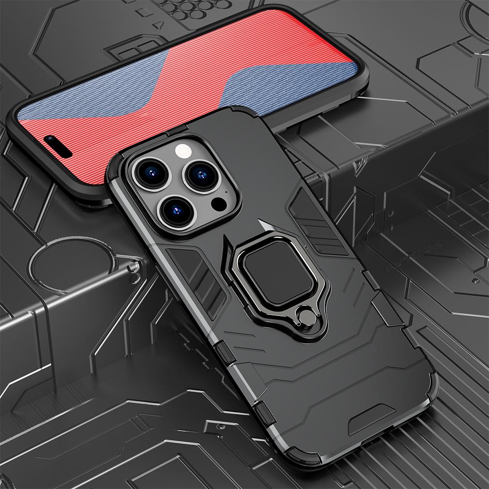 KEYSION Shockproof Armor Case for iPhone 15 Pro Max 15 Ultra Soft Silicone+PC Ring Stand Phone Cover for iPhone 14 13 12 11 Pro