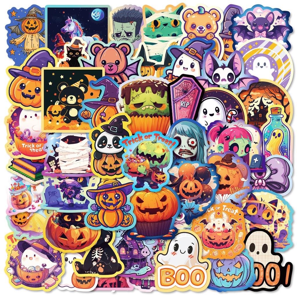50-Pack Halloween Stickers - Vinyl Decals For Party Decor, Crafts & Scrapbooking