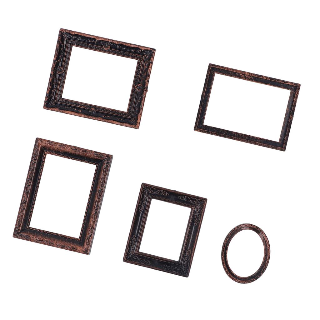 Miniature Picture Frame Vintage Lifelike Exquisite Mini Photo Frame for 1/12 Dollhouse 5pcs