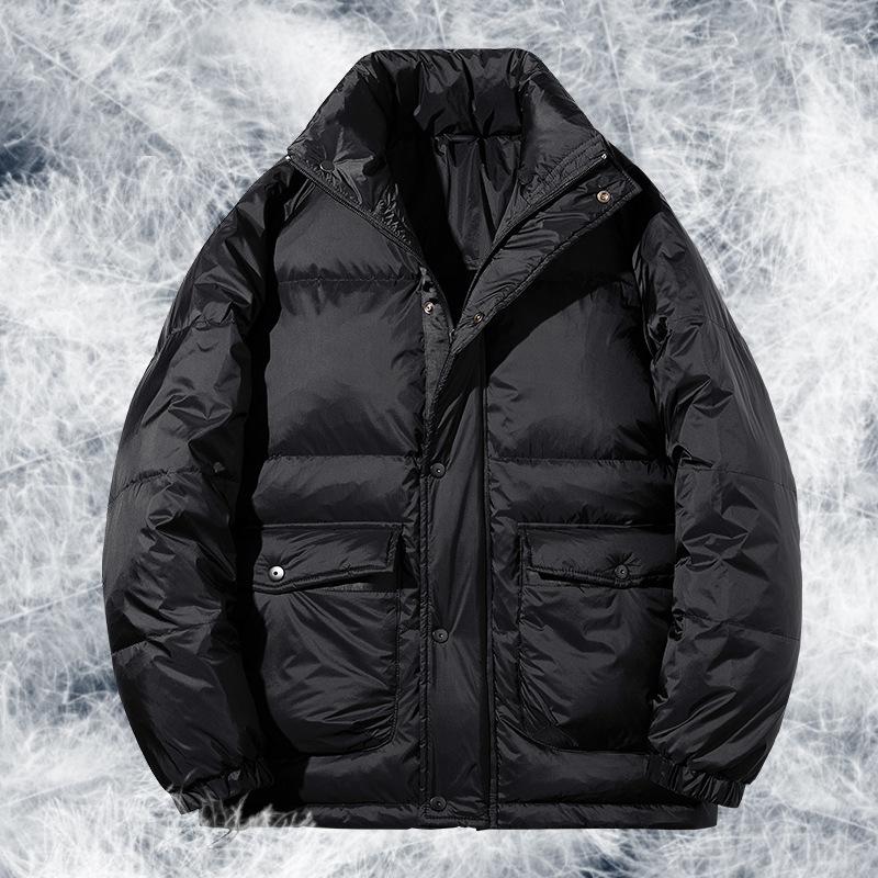 Зимняя толстая пуховая куртка для мужчин, повседневная свободная куртка больших размеров с воротником-стойкой из белого утиного пуха для мужчин