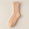 Coral Fleece Socks Solid Color Medium Tube Socks Season Fleece Thickened Warm Furry Home Floor Sleeping Socks