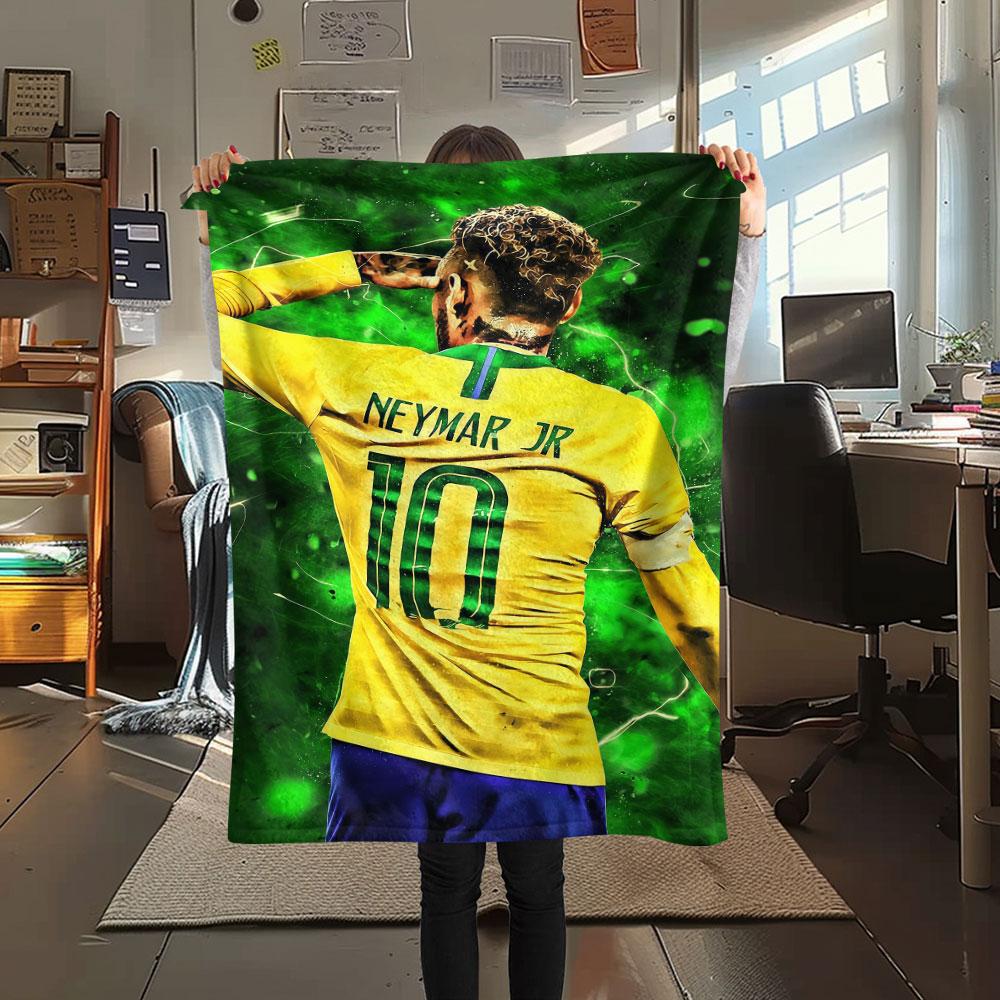 1PC Neymar Patterned Flannel Blanket Suitable For All Seasons for Home Decor Warmth and Comfort Gifts Holiday Present