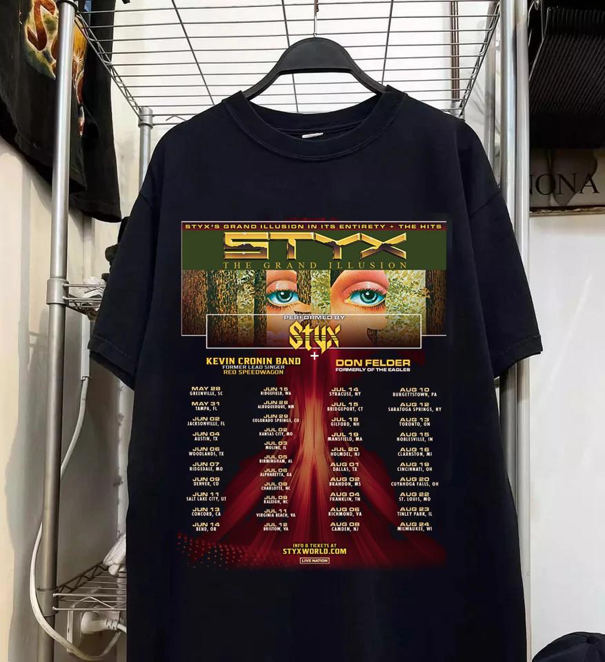 НОВЫЙ Т-футболка с коротким рукавом Styx Band Tour 2025 Подарок для фаната Размеры от S до 5XL Унисекс