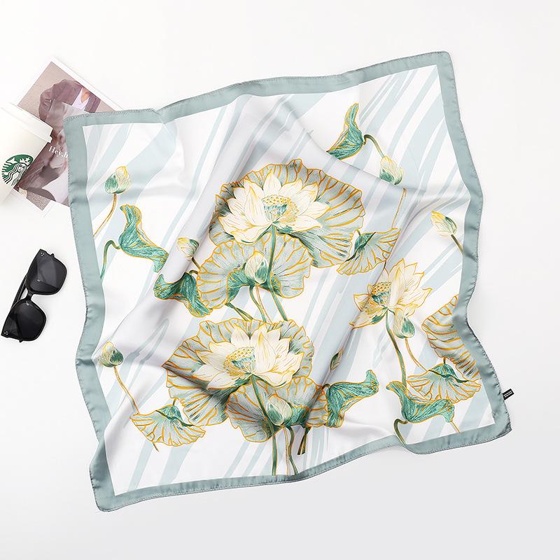 Spring/Summer New Women'S Silk Scarf 70 * 70cm Simulated Silk Twill Square Scarf Fashion Printed Large Square Scarf Professional Scarf