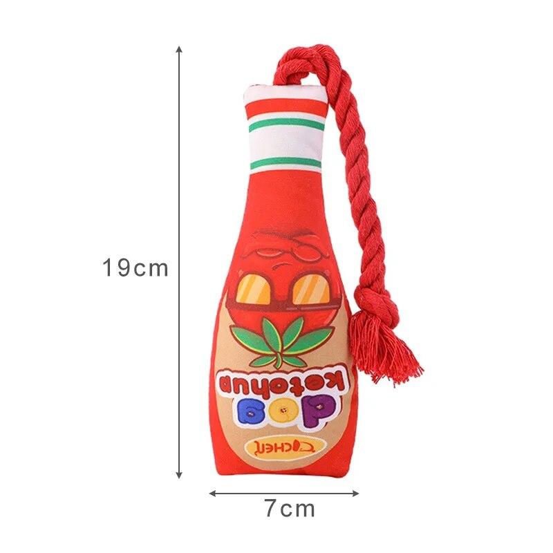 1 шт. забавная игрушка для собак в форме бутылки с джемом, хлопковая веревка, игрушки для домашних животных, устойчивые к укусам собак, скрипучие игрушки для жевания щенков, принадлежности для чистки зубов домашних животных