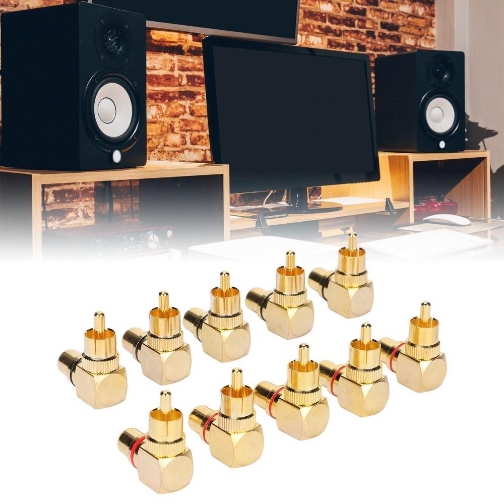 10PCS Male to Female 90 Degree L Type Adapter for RCA Adapter Connector Subwoofers