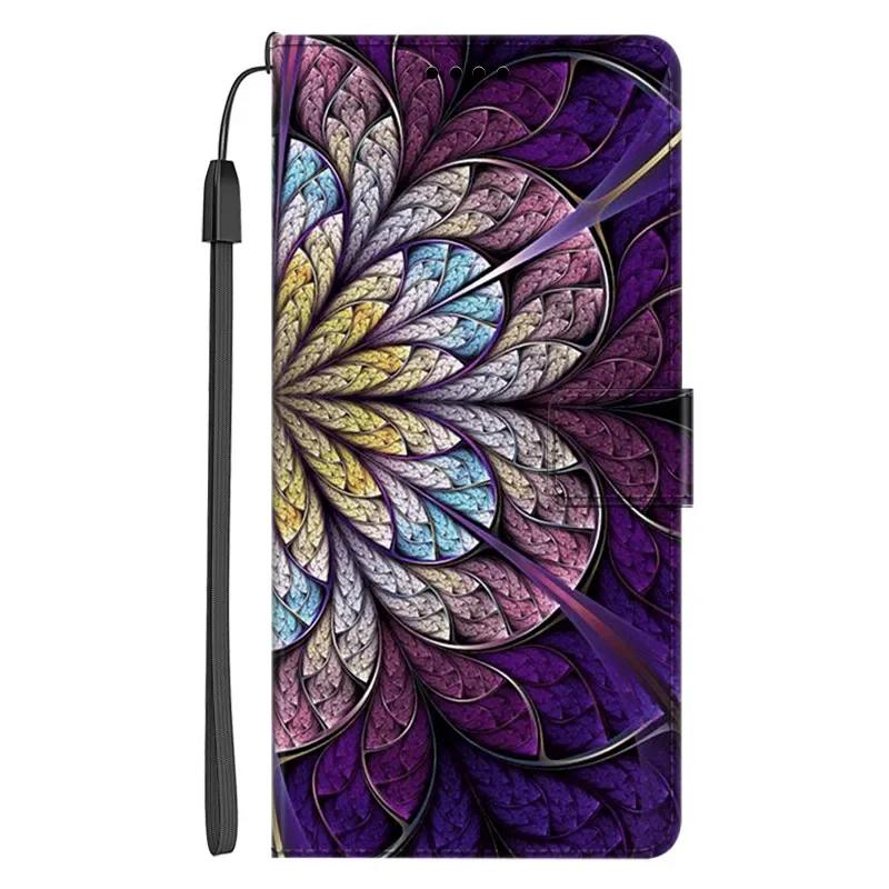 Кожаный чехол-кошелек с рисунком цветка и волка/собаки для Honor X5C Plus, X5C, Magic8 Pro 5G