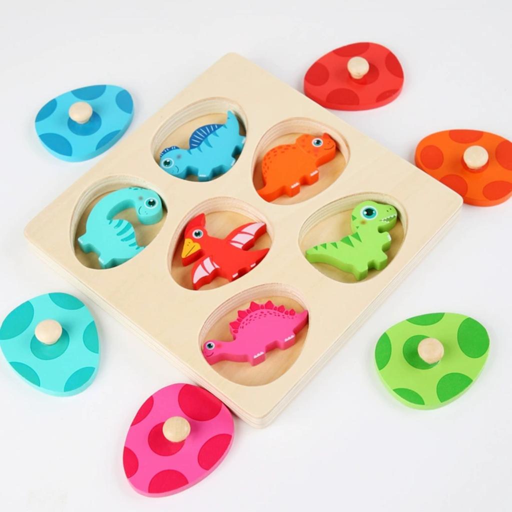 Wooden 3D Stereoscopic Dinosaur Egg Multi-layer Puzzle 0.35 Children's Early Education Educational Cartoon Animal Hand-grabbing Puzzle Board Toy