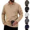 Men's Solid Color Sports Button Lapel Long Sleeve Tops Men's Casual Fashion Long Sleeve Tops