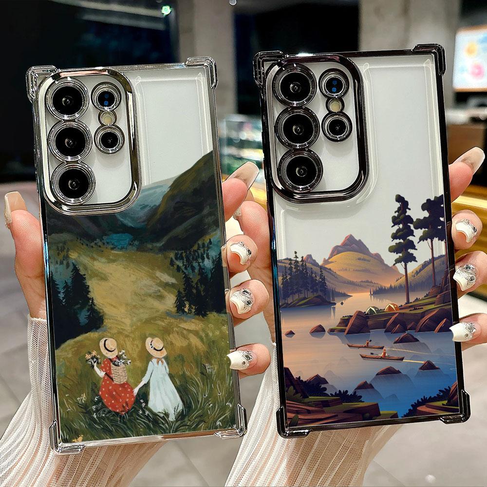 Чехол для телефона Galaxy S26 Ultra с изображением пейзажа Озеро Лес Coque Для Samsung S26 S25 S24 S23 S21 Ultra S20 FE S25 Plus 5G