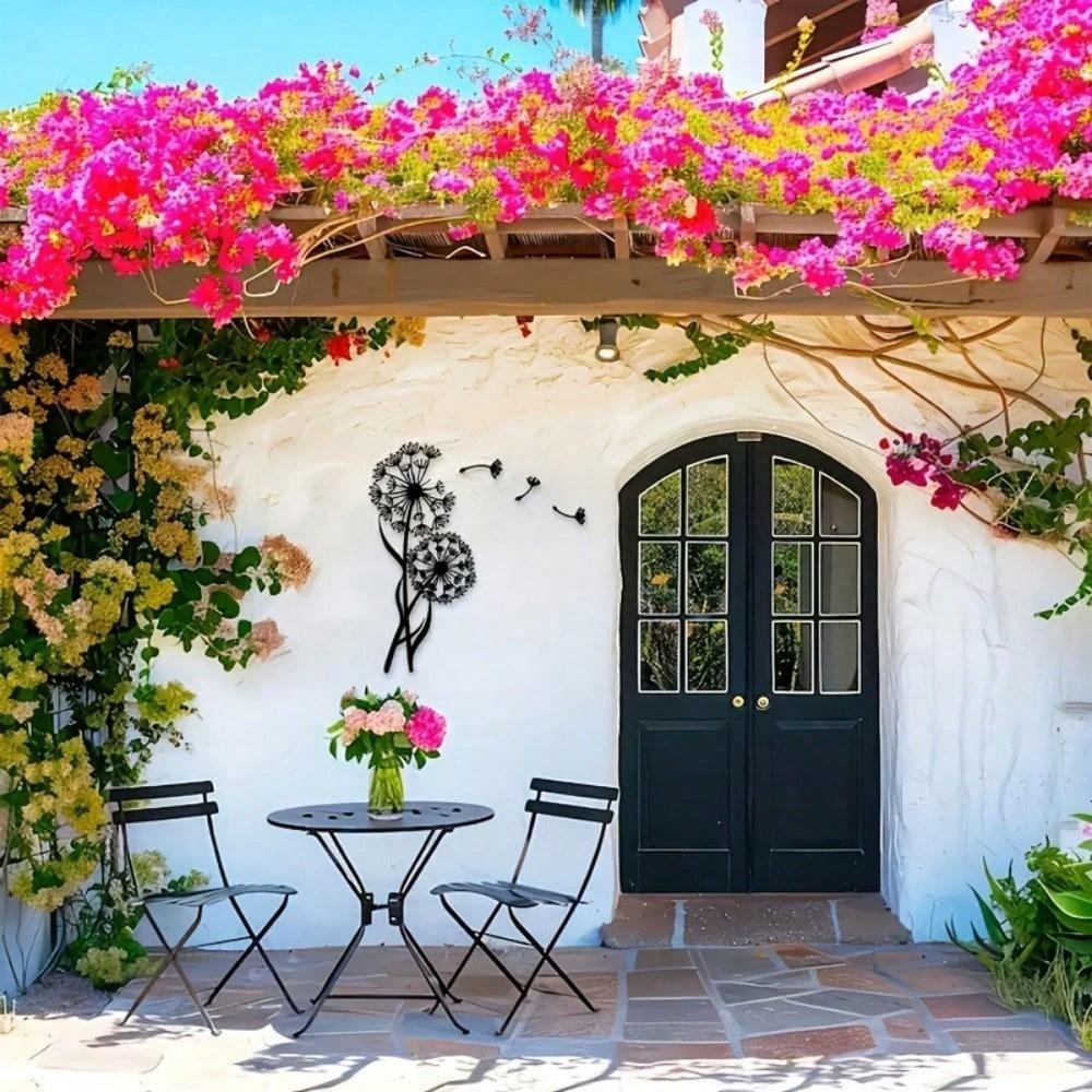 1 PC Black Iron Wall Art Elegant Flying Dandelion Modern Home Decor for Bedroom, Living Room, or Bathroom. Waterproof, Rustproof & Durable Wall Decor