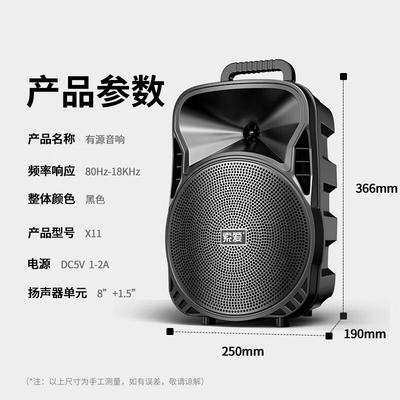Портативная уличная Bluetooth-колонка Souai X11 8 дюймов с двумя микрофонами, штекер CN (адаптер в комплекте)