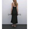 Spring and Summer New Women's Clothing Elegant Elegant V-neck Sleeveless Mid-Length Backless Dress Black Dress 6671584