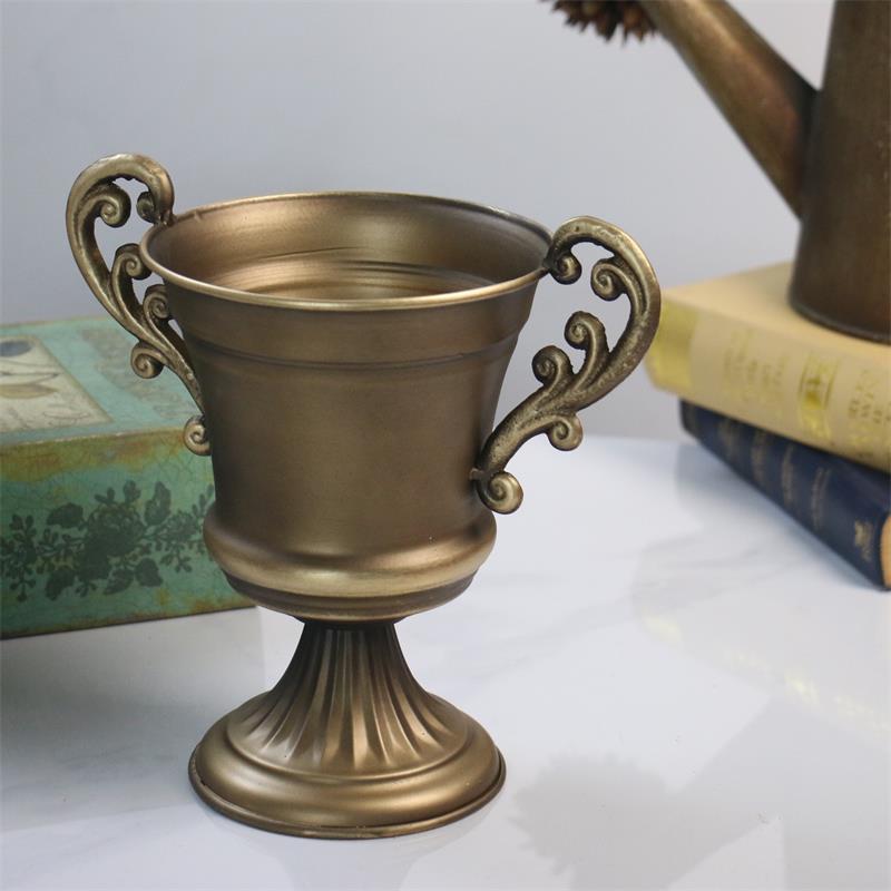 NEW Metal Urn Planter Trophy Cup Flower Vase Bow Vintage Style Flower Pot Wedding Centerpieces Vase for Wedding Party Decoration