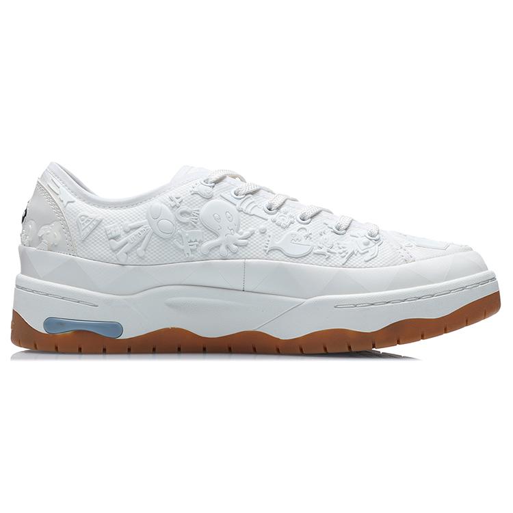 Li Ning CF Pursuit Скользкие, износостойкие, легкие низкие кеды для скейтбординга, унисекс, цвет Туманный белый AGLR216-1