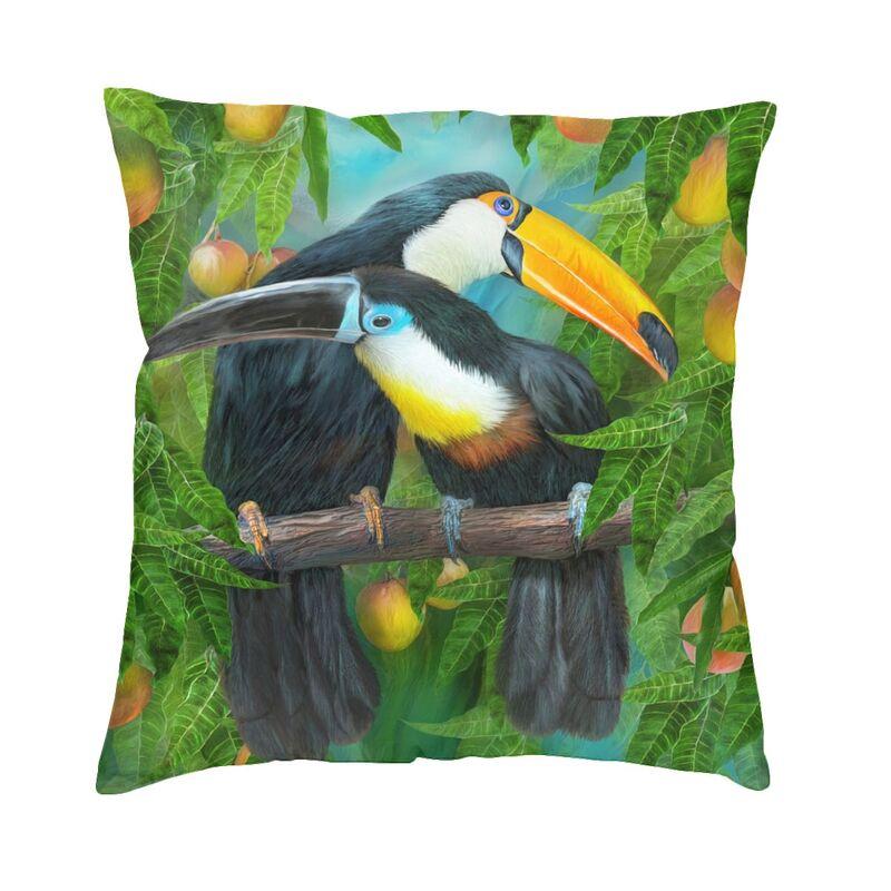 Cute Tropical Parrots Birds Cushion Covers 45X45 Soft Psittacine Throw Pillow Case For Sofa Square Pillowcase Home Decorative