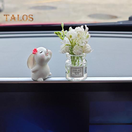 2 шт. комплект украшений для зеркала заднего вида автомобиля, симпатичная мини-ваза для цветов в виде кролика, украшения для приборной панели, аксессуары для салона автомобиля для женщин