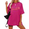 Женская свободная футболка с коротким рукавом и круглым вырезом, напечатанная буквами
