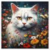 5d DIY Diamond Painting Cross Stitch Animal White Cat Flower Diamond Embroidery Mosaic Full Round Drill Home Decor Arts