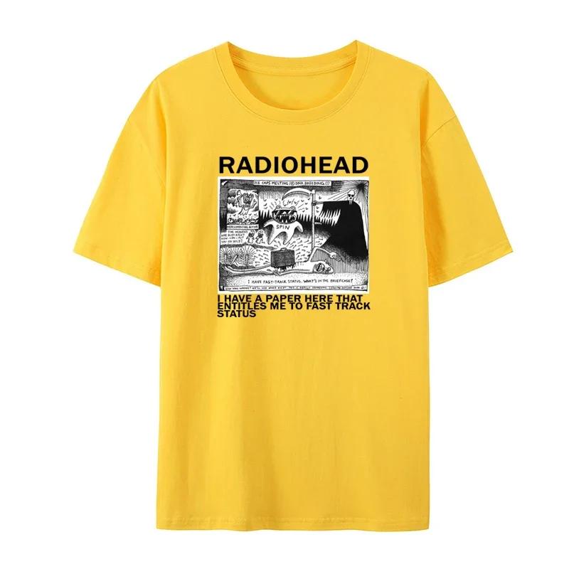 Футболка Radiohead Мужская классическая футболка Североамериканский тур Rock Boy Hombre Hip-Hop Street Хлопковая футболка европейского размера