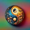 Алюминиевая настенная art Yin Yang Гриб  x Дюймовая круглая алюминиевая табличка с Солнцем и Луной  Дизайн с грибами для дома