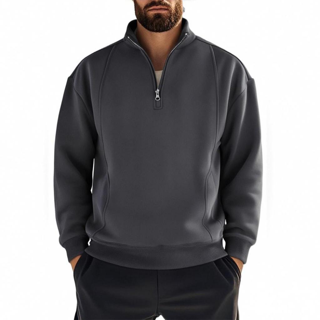 Men Casual Fashion Fall Shirt Long Sleeve Men's Trendy  Pullover Tops Collar Sweatshirt