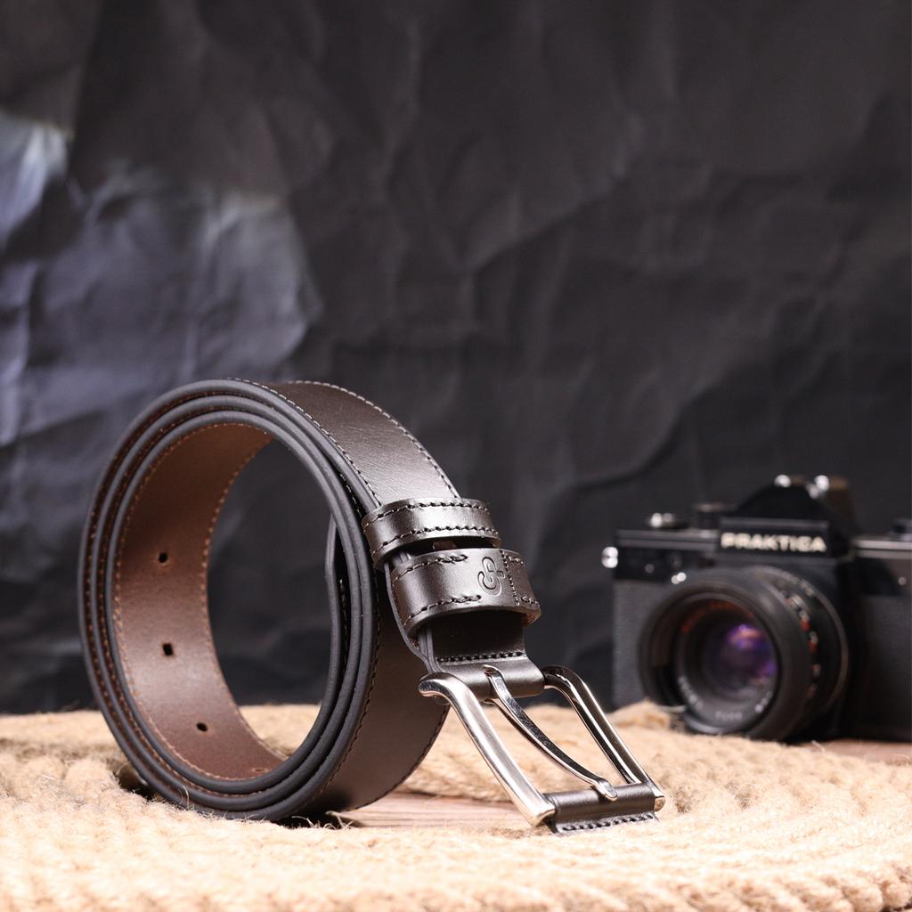 Стильный мужской кожаный ремень GRANDE PELLE Leather Belt 21462 Коричневый
