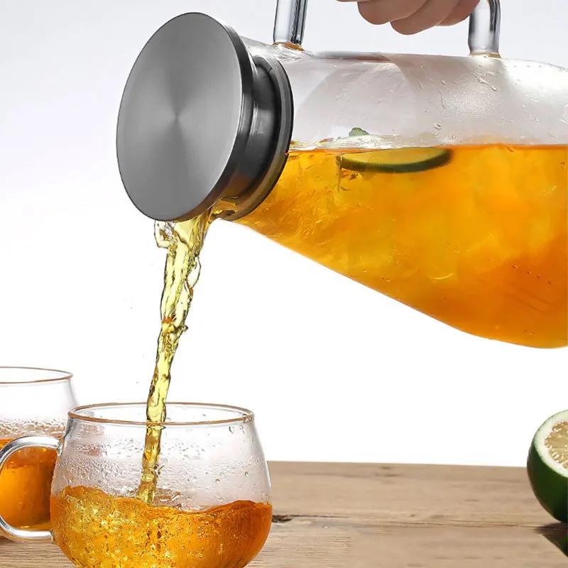 Borosilicate Glass Stove-top Kettle Large Capacity Teapot Heat Resistant Borosilicate For Tea Juice Water 1200ml 1600ml