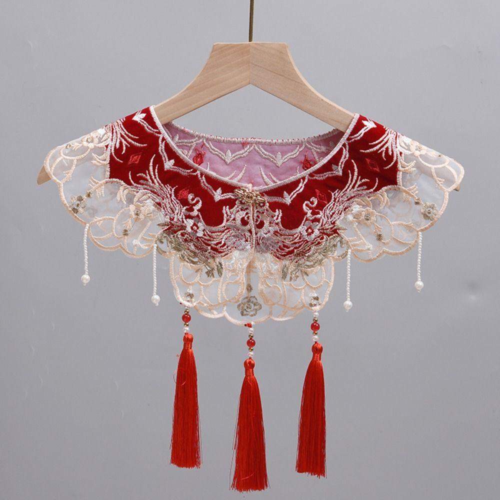 Chinese Style Hanfu Shoulder Collar Embroidered Cheongsam Shawl Hanfu Collar for Women/Girls