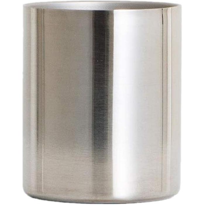 MEI YI TIAN Stainless Steel Cylinder Pen Holder Silver Desktop Organizers Pencil Cup Stand Up Multi Use Makeup Brush Holder Flower Vase Mini Pot